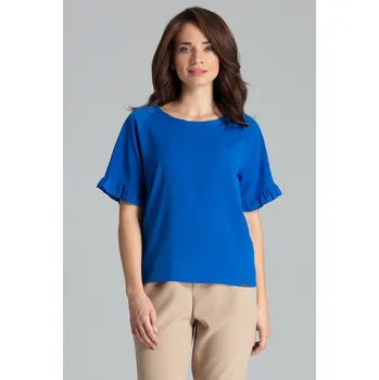 Dámská móda Jednoduchá halenka s krátkými raglánovými rukávy L052 Velikost: S, Barva (Varianta): Modrá