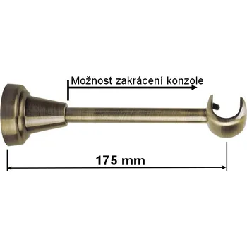 Příslušenství pro garnýž Konzole 1-řadá pro tyč 19mm - mosaz