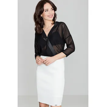 Dámská halenka Dámská průsvitná halenka K138 Black LENITIF Barva: Černá, Velikost: XL