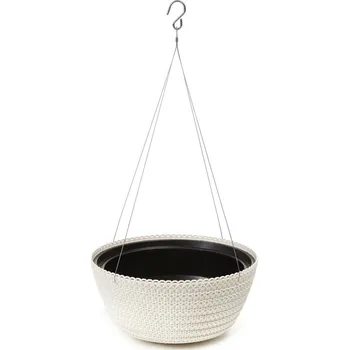 Květináč Plastový květináč Bowl Jersey na zavěšení 300 mm, krémový (116573 007 LA789 Bowl jersey krém 300mm obal záv.)