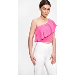 Crop top halenka s volánem M875 FIGL Barva: Růžová, Velikost: L/XL