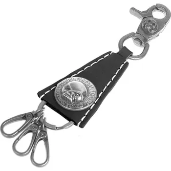 Kožená klíčenka Harley Davidson Lebka (přívěsek na klíče v rock stylu pro milovníky motorek)