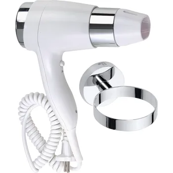 Madlo do koupelny Bemeta Fén s držákem, rovná šňůra, bílý