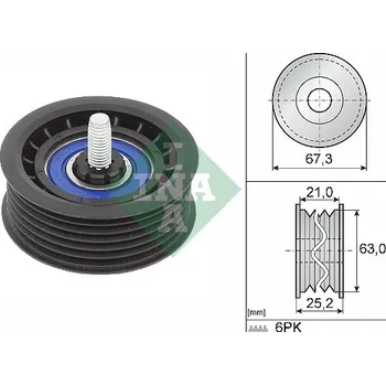 Vratná/vodicí kladka, klínový žebrový řemen INA 532 0906 10
