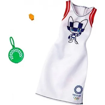 Hračka Barbie TOKYO 2020 bílé šaty, Mattel GHX84
