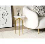 Příruční stolek bílý mramorová deska 3 zlaté kovové nohy kulatý 31 x 31 cm moderní obývací pokoj ložnice Beliani