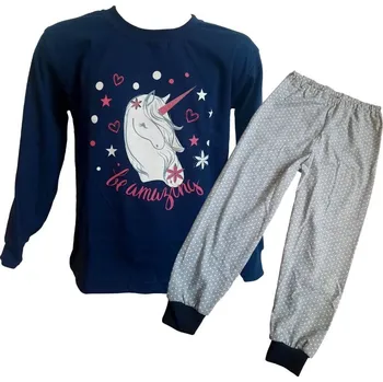Dívčí pyžamo Dívčí pyžamo Betty Mode vel. 92-152 tmavě modré jednorožec