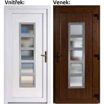 Vchodové dveře Plastové vchodové dveře Soft Lucy Inox, Zlatý dub/bílá, 98x198 cm, pravé, otevírání VEN