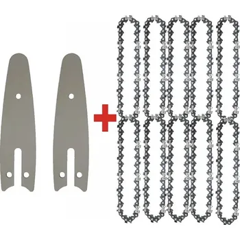 Sada 10ks řetězů a 2ks lišt na pily 4" na větve