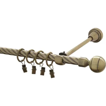 Garnýž kovová 140 cm kroucená jednořadá 16 Paola mosaz