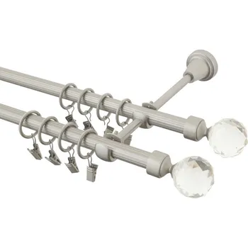 Garnýž Garnýž kovová 480 cm rýhovaná dvouřadá - dvojitá 16 Koule crystal double chrom mat