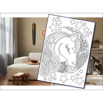 Radost v písku Šablona na pískování jednorožec s měsícem A3