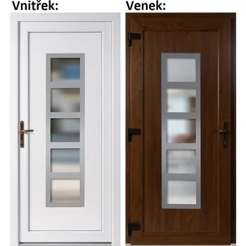 Vchodové dveře Plastové vchodové dveře Soft Lucy Inox, Zlatý dub/bílá, 100x210 cm, levé, otevírání VEN