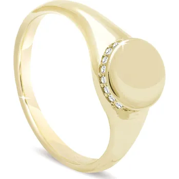 Prsten biju Pozlacený dámský prsten 14k zlatem, lesklé kolečko se zirkony 4000302 Velikost prstenu - obvod: 54 mm