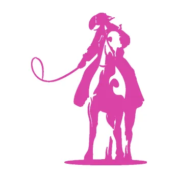 Samolepící dekorace Kovboj 002 levá na koni s bičem (16 - růžová) SAMOLEPKA NA AUTO, NÁLEPKA, FÓLIE, POLEP, TUNING, VLASTNÍ TEXT, TISK, AUTOSAMOLEPKY.cz, POLEPY, OBRÁZEK, LOGO, 3D STICKERS