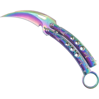 Bojový nůž Chladné Zbraně Balisong "RAINBOW KARAMBIT"