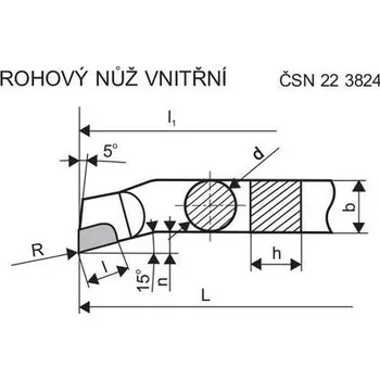 Příslušenstí k soustruhu Denas Soustružnický nůž rohový vnitřní revolverový 25 x 25 x 140 H10 - DN3824-25X25X140H10