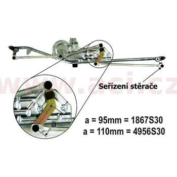 Motorek stěrače a odstřikovače -02 mechanismus předního stěrače (s táhly, bez motoru) Sharan do č. 7M-2-007 500, Alhambra do č. 7M-2-007 505 300