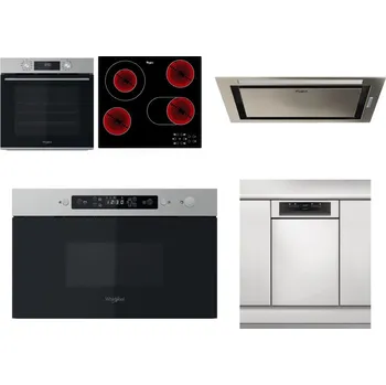 Set domácích spotřebičů WHIRLPOOL OMK58CU1SX + WHIRLPOOL AKT 8190/BA + WHIRLPOOL WCT3 64 FLB X + WHIRLPOOL MBNA910X + WHIRLPOOL WSBO 3O34 PF X