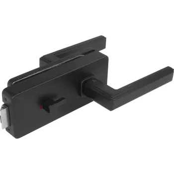 Dveřní kování MPK - UNIQUE R8 - ZÁMEK na sklo s klikou RAFLESIA - WC kování na sklo WC set BS - Černá matná