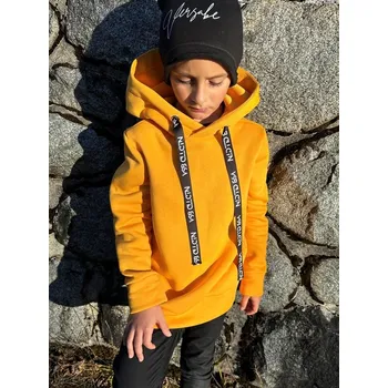 Dívčí mikina Dětská hořčicová mikina VERSABE s kapucí, Velikost 146-152 cm 10-11 roků
