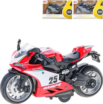 autodráha Motorka 14cm kovový motocykl 1:12 zpětný chod 3 barvy v krabičce
