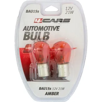 Povinná bezpečnostní výbava 4CARS 12V 21W BAU15s oranžová 2ks (dvojitý blistr)