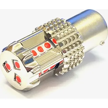 Autožárovka žárovka LED 12V 21W BAU15s červená CANBUS