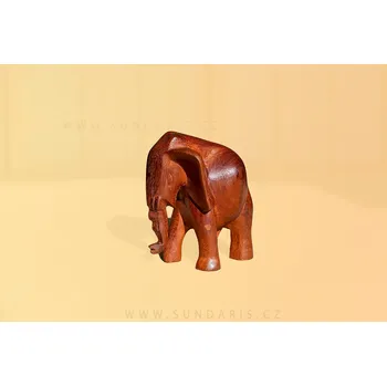 Dřevěná Soška Slon Gambie 16x13 cm