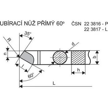 Příslušenstí k soustruhu Denas Soustružnický nůž ubírací přímý 60° L revolverový kruhový průřez 15 x 50 P20 - DN3817-15X50P20