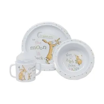 dětská jídelní sada Rainbow Hádej, jak moc tě mám rád! Krásná třídílná snídaňová sada v dárkové krabičce