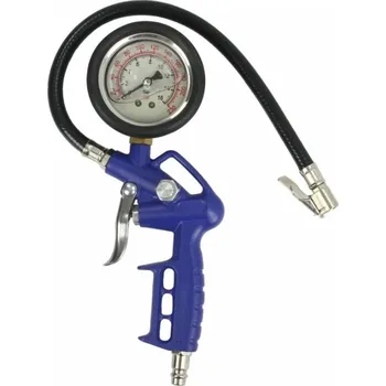 Příslušenství ke kompresoru Vzduchová pistole s manometrem 1/4" 16BAR pro pneu s glicerinovým tlakoměrem