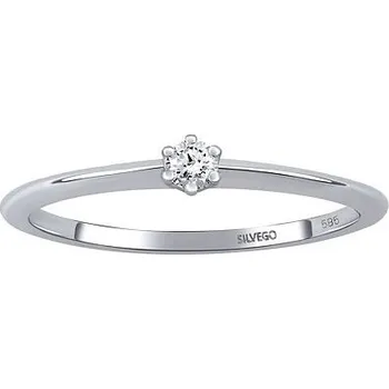 Prsten Zlatý zásnubní prsten Beanie z bílého zlata s diamantem - 0,05 ct velikost obvod 48 mm DNN2608006RGW-obvod 48 mm