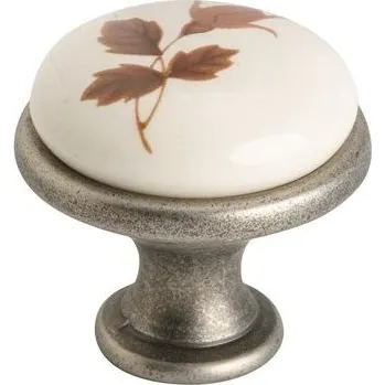 Gamet SIMON nikl patina/porcelán s lístky 29 mm