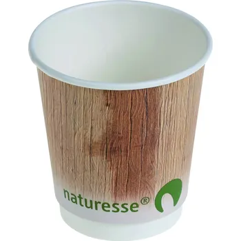 Jednorázové nádobí naturesse Kávové kelímky | 2dl | S potiskem palmového listu | Kompostovatelné | Z celuózy Balení: 50 Ks