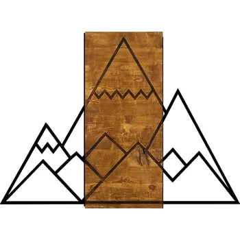 Nástěnná dřevěná dekorace MOUNTAIN hnědá/černá