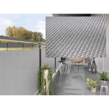 Krycí plachta Balkonová ratanová zástěna PORI, černá/bílá, výška 90 cm šířka různé rozměry 900 g/m2 MyBestHome Rozměr: 90x100 cm