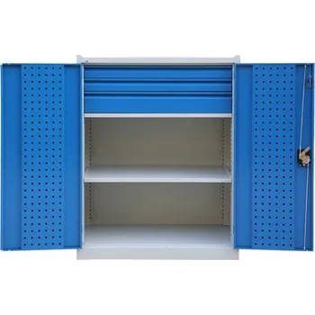 Kovová skříň dvoudveřová, výška 117 cm, 1 police, 3 zásuvky