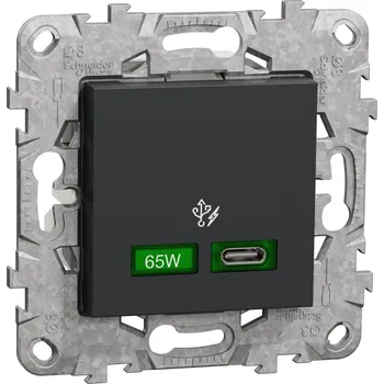 Elektrická zásuvka NU501454 Unica - Rychlonabíjecí konektor USB C (65W), Antracit