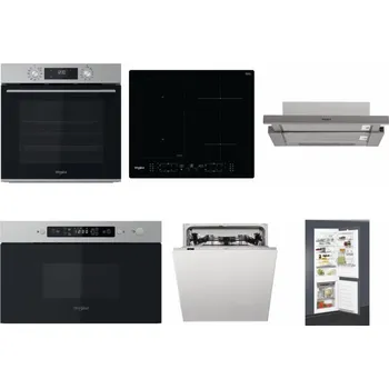 Set domácích spotřebičů WHIRLPOOL OMK58CU1SX + WHIRLPOOL WL B8160 NE + WHIRLPOOL AKR 5390/1 IX + WHIRLPOOL MBNA910X + WHIRLPOOL WIC 3C33 PFE + WHIRLPOOL ART 65031
