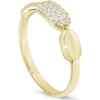 Prsten biju Pozlacený dámský prsten 14k zlatem, oválek ozdobený zirkony 4000338 Velikost prstenu - obvod: 53 mm