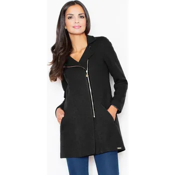 Dámský kabát Kabát s příměsí vlny, na zip M405 FIGL Barva: Černá, Velikost: L