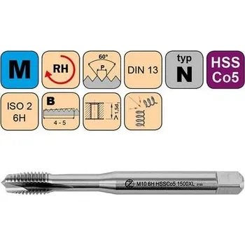 Ruční nářadí NÁSTROJE CZ Závitník strojní M3 ISO2 HSSE DIN 371 B prodloužený L=100mm - CZZ1500XL-M3-ISO2