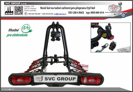 Nosič kol na tažné zařízení CAR 4 RACE - Pro 4 Elektro/Kola, SVC Group