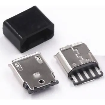 Elektrický konektor Micro USB konektor samice rozebíratelný pájecí na kabel přímý černý