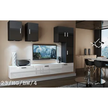 Obývací stěna Ral Obývací stěna Sia 4 - Černo/bílý lesk