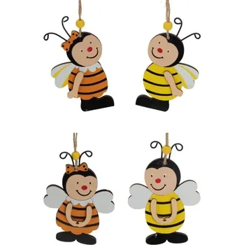 Zahradní dekorace Závěsná dekorace Včelka sada 4 ks, mix druhů 20x6x0,5 cm (135237 041 DH9216290 včela dek. s/4)