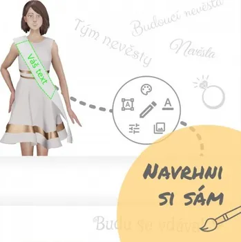 Party dekorace Šerpa pro nevěstu - MATNÝ POTISK - navrhni si sám, Barva šerpy 100 - bílá