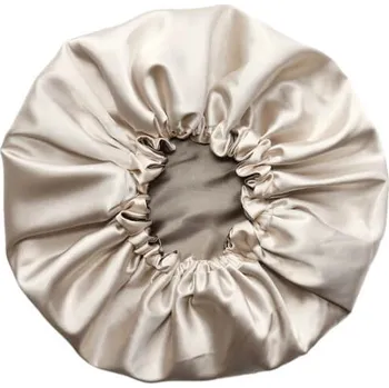 MURU Oboustranná Saténová Čepice na spaní Krémová/Hnědá