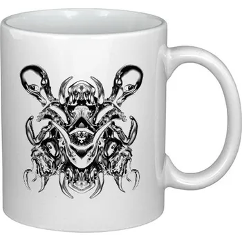 Hrnek malý bílý s potiskem Znak lebky